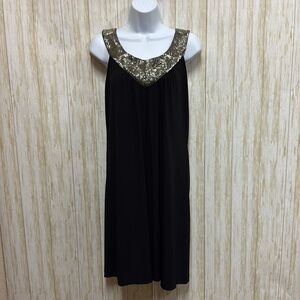 Calvin Klein Black Dress with Gold Accents